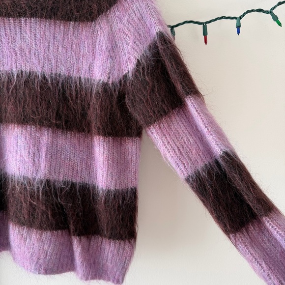 ALLSAINTS lou brushed mohair crewneck purple & brown size M/6/8 - Picture 4 of 5